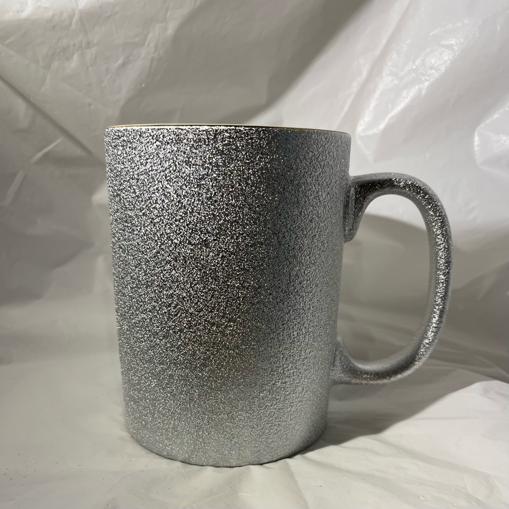 Silver Glitter Tall 15 oz Ceramic Mug